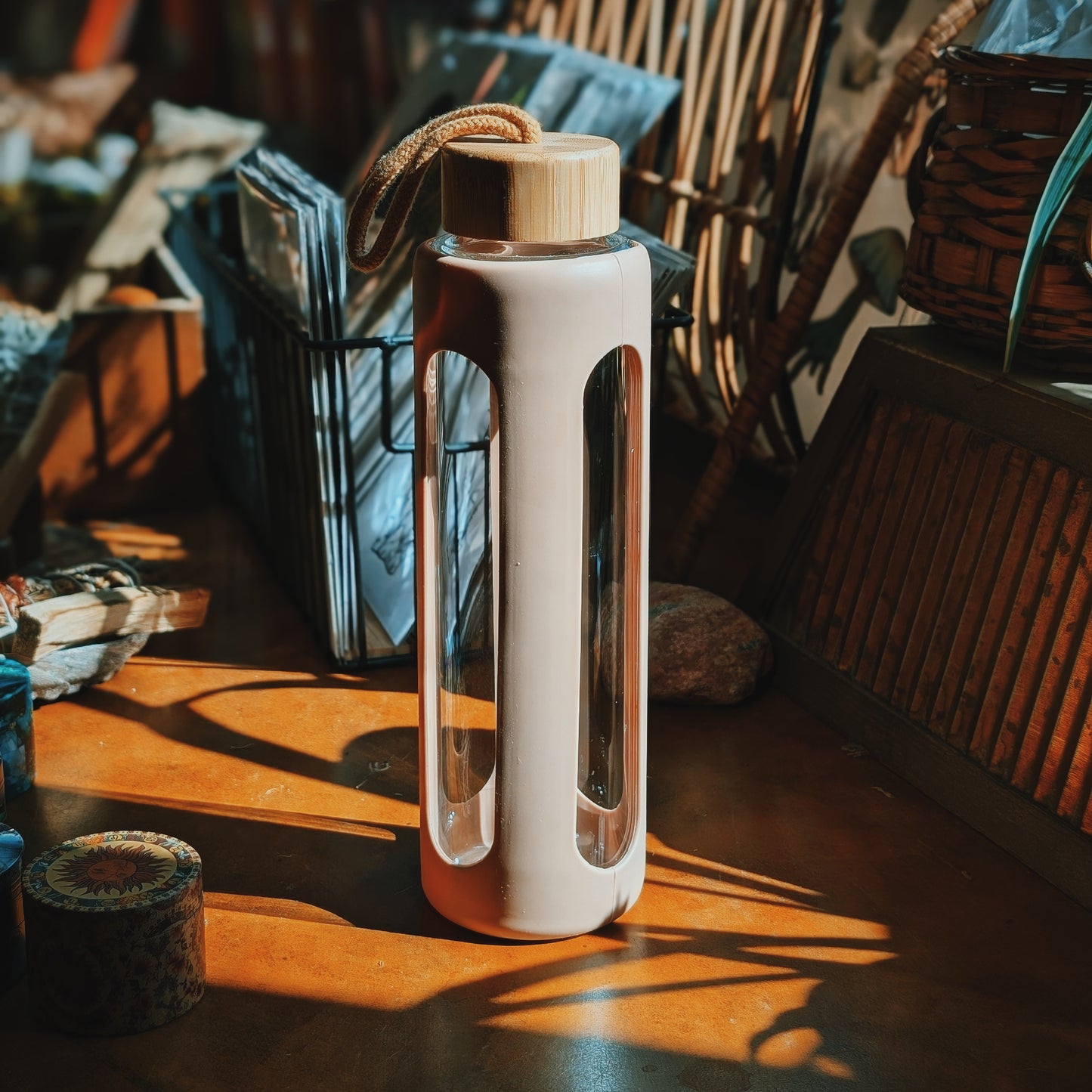 Glass Water Bottle With Bamboo Lid - 20oz