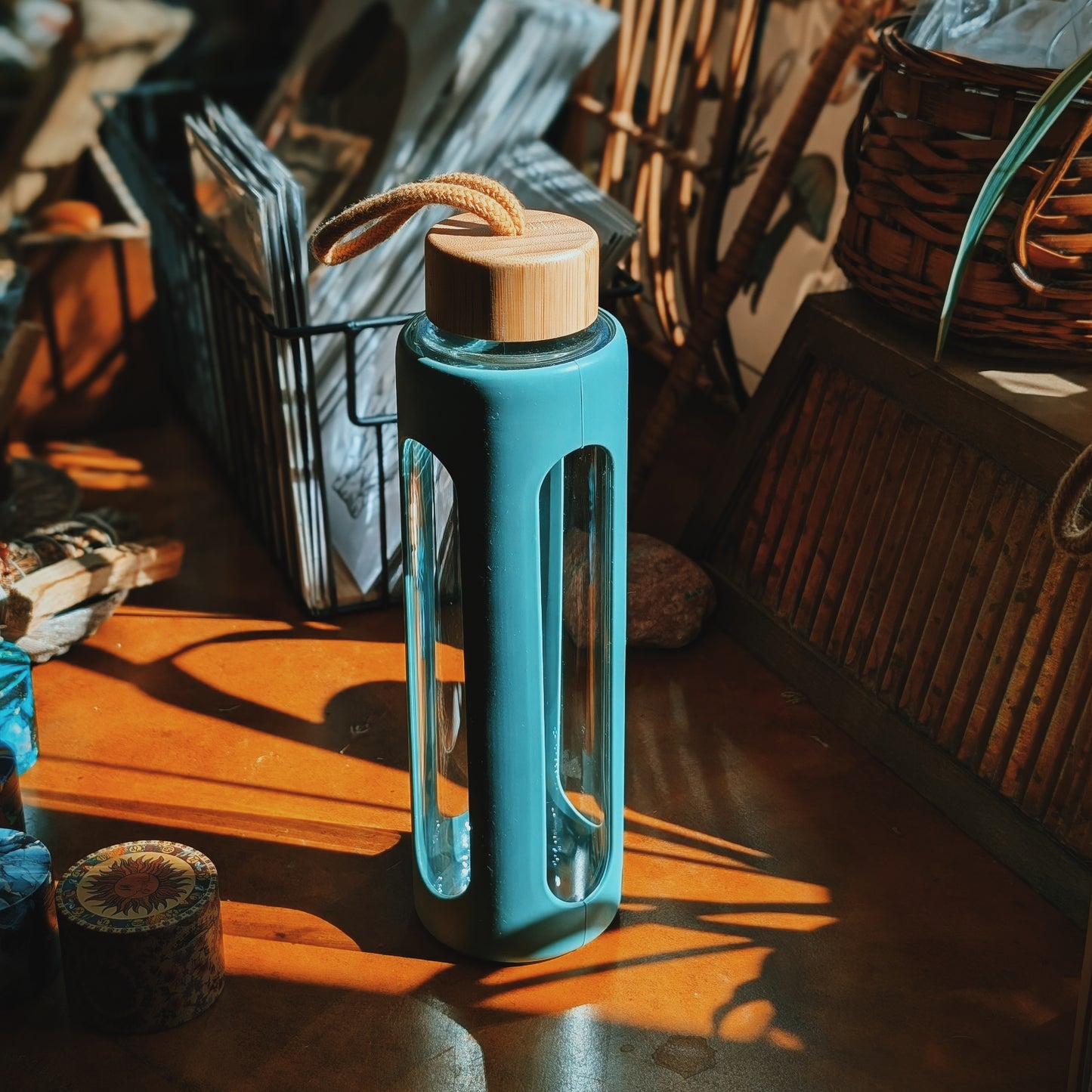 Glass Water Bottle With Bamboo Lid - 20oz