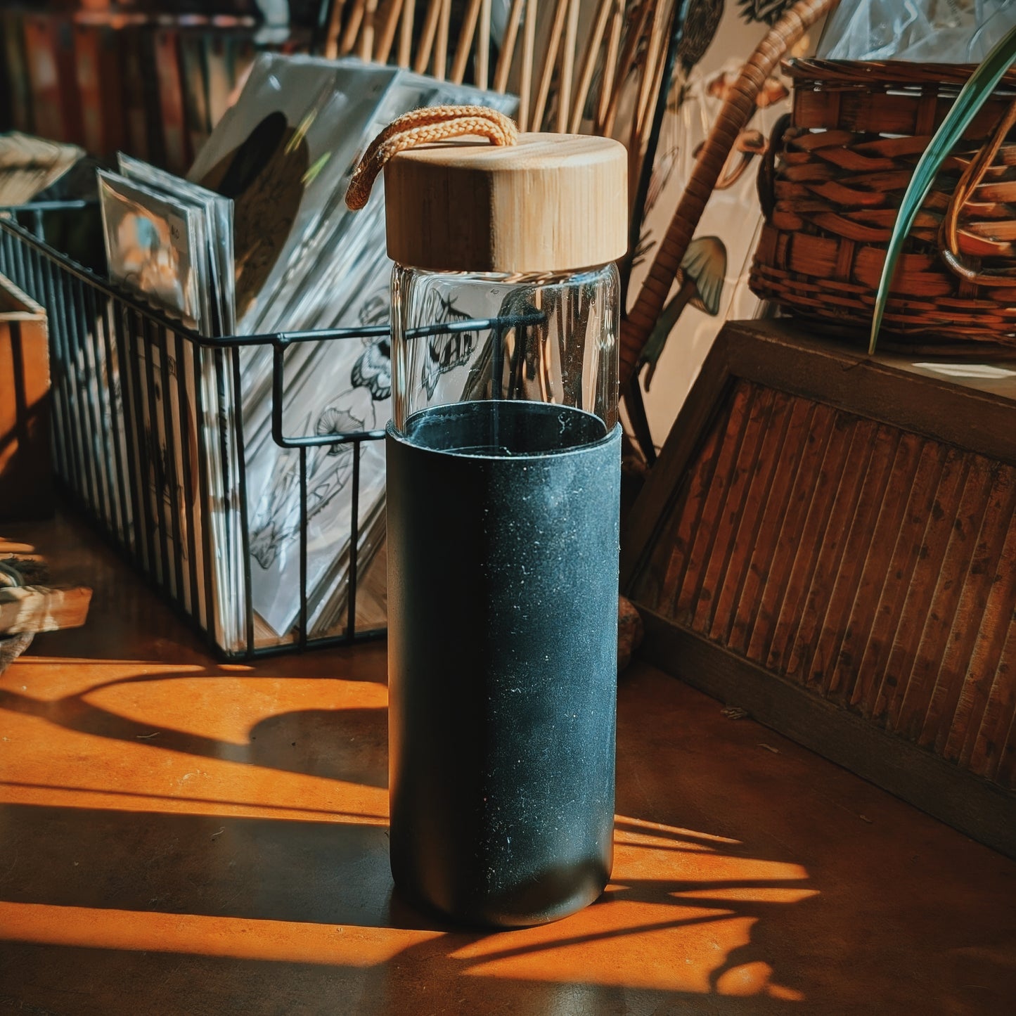 Glass Water Bottle With Bamboo Lid - 20oz