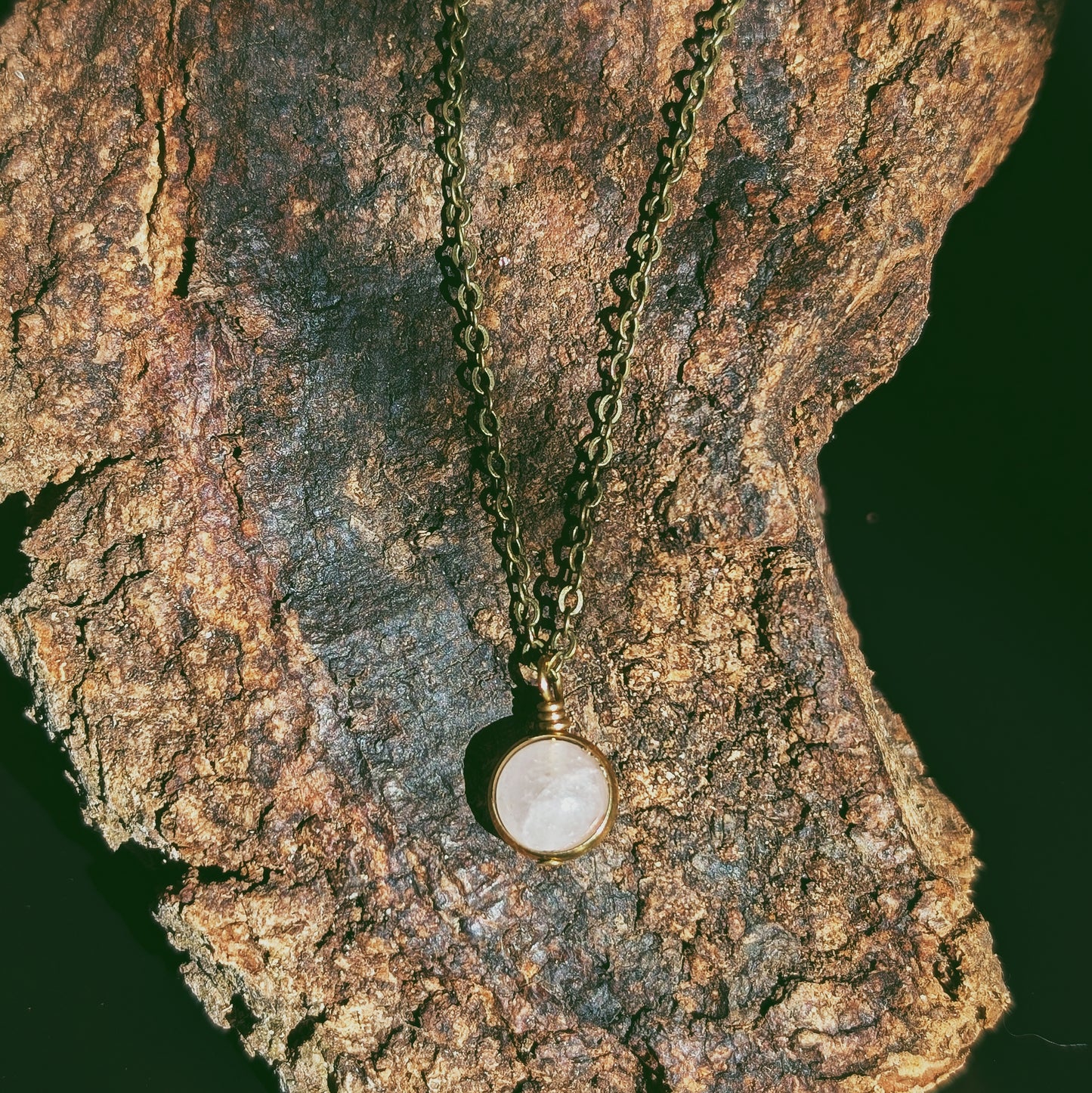 Rose Quartz Necklace - Handcrafted Crystal and Brass Jewelry (Stone of Pure Love)