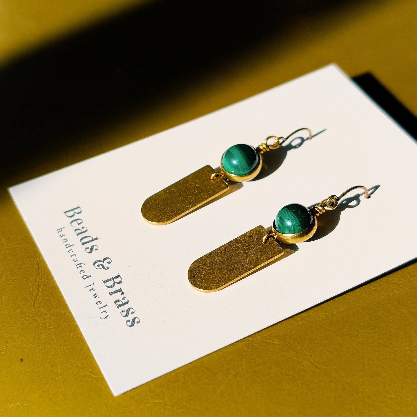 Malachite Earrings - Handcrafted Crystal and Brass Jewelry (A Stone of Transformation and Balance)