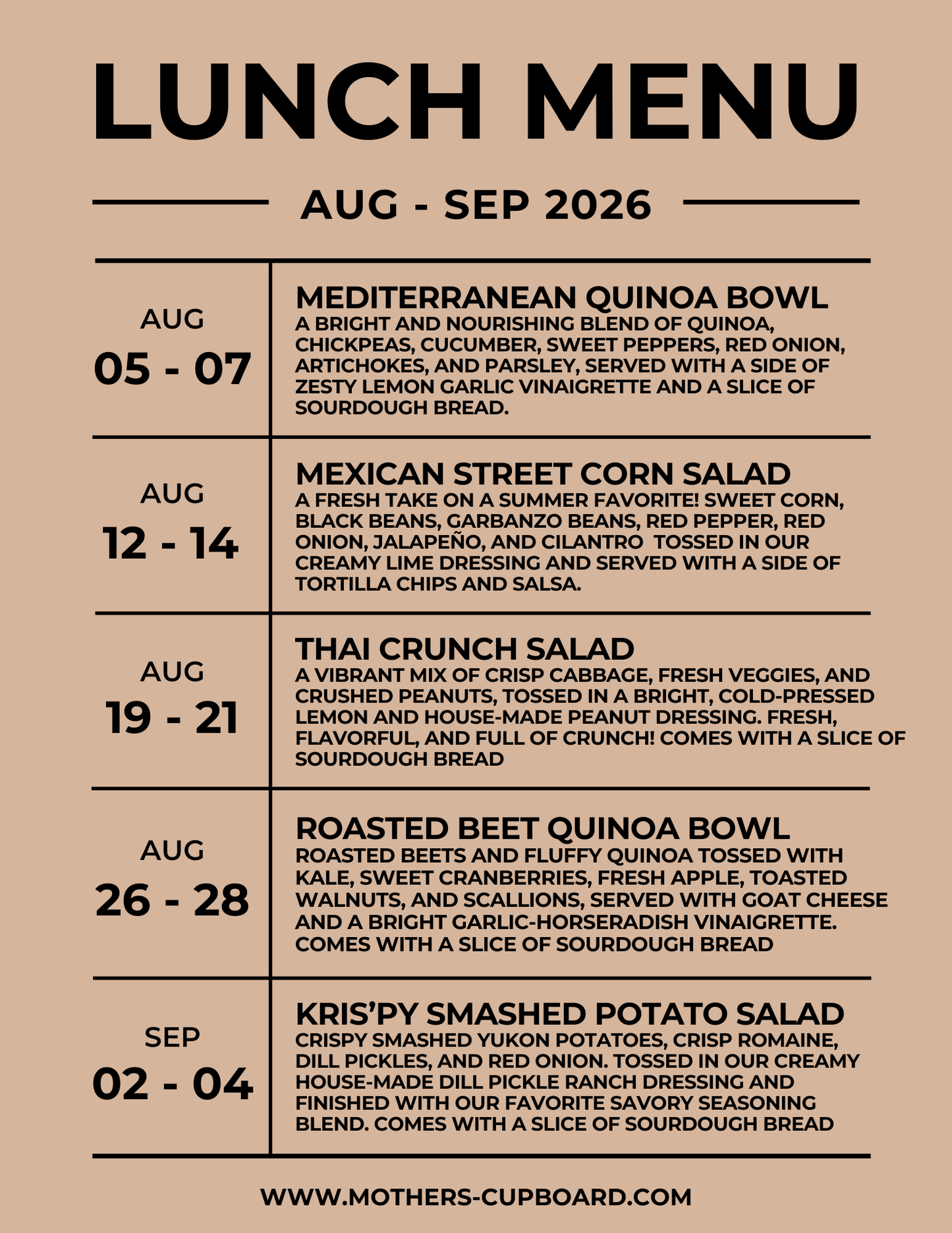 Weekly Lunch (LOCAL DELIVERY ONLY)