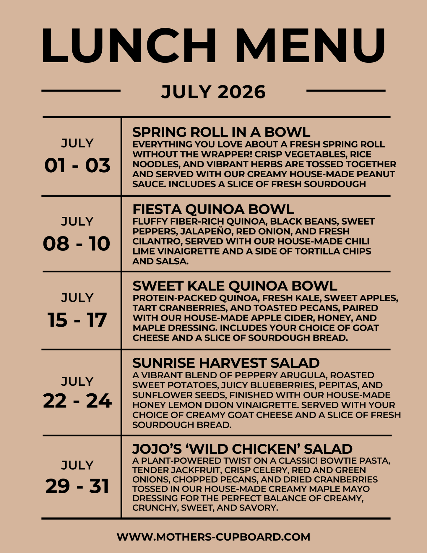 Weekly Lunch (LOCAL DELIVERY ONLY)